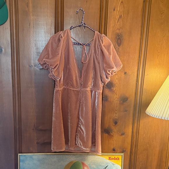 Free People Velvet Dress in Soft Peach - Picture 2 of 3